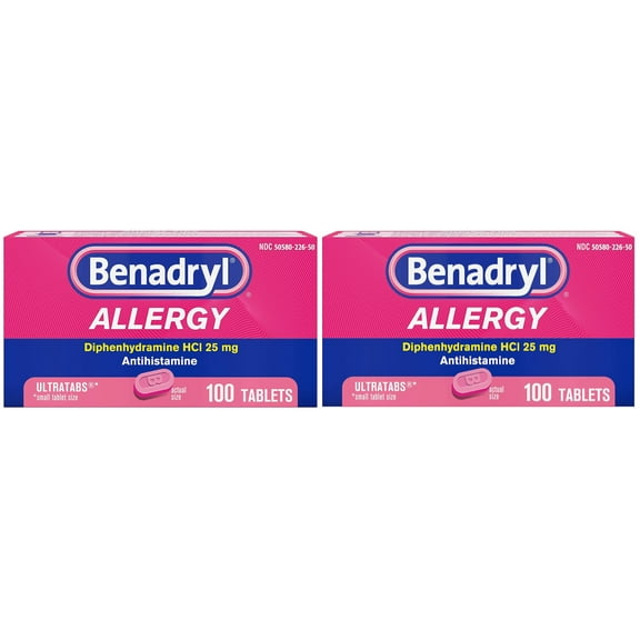 Benadryl Allergy Ultratab Tablets 100 ea (Pack of 2)