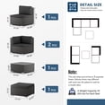 thumbnail image 3 of SOLAURA 5-Piece Outdoor Patio Furniture Sofa Set, Rattan Wicker Sectional Sofa with Ottoman, Glass Coffee Table & Cushions, Outdoor Conversation Set for Backyard, Garden, Porch, Grey, 3 of 9