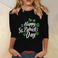thumbnail image 1 of Meichang Hauts de la Saint-Patrick pour Femmes Trèfle Porte-Bonheur à Quatre Feuilles T-Shirts à Imprimé Trèfle Manches 3/4 Hauts Irlandais T-Shirts de la Saint-Patrick Blouses à Col Rond, 1 of 4