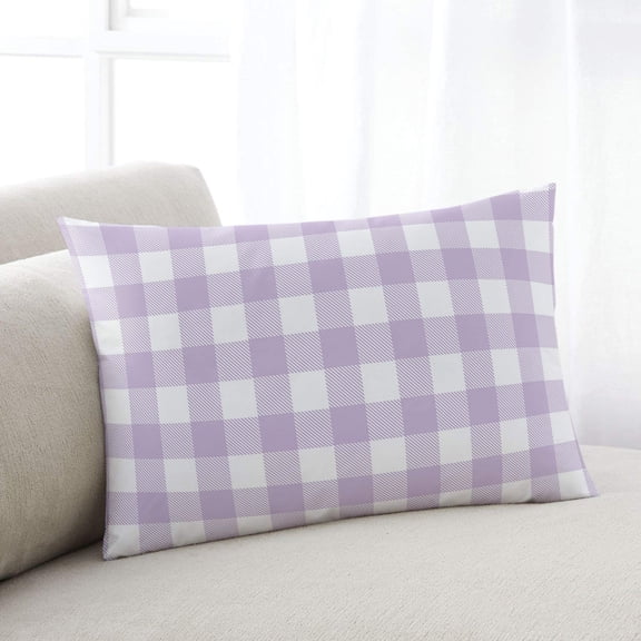 Plaid Purple Rural Style,King Size Pillow Cover,Pillowcase Protectors with Zipper,Breathable Decorative Throw Pillow Case Cover,Rural Abstract Geometric Lattice Pillow Shams for Couch Sofa 20x36Inch