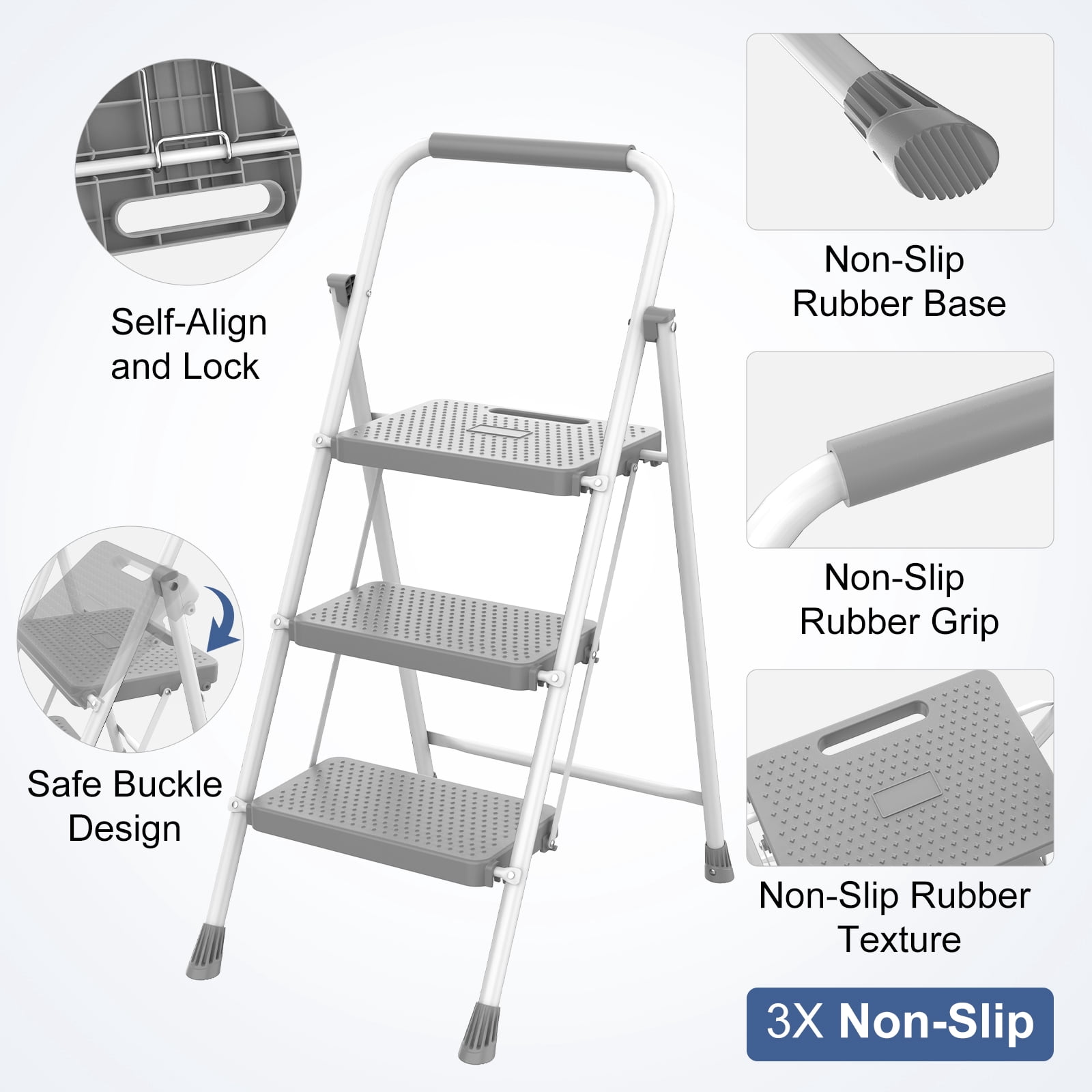 Portable Folding Ladder with Safety Lock and Anti‑Slip Pedals
