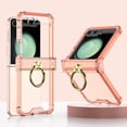 thumbnail image 6 of Kickstand Case for Samsung Galaxy Z Flip 5 with Ring Holder and Hinge Protector, Clear Protective Case for Galaxy Z Flip 5 Airbag Corners, Woman Shockproof Case for Z Flip 5 (Orange), 6 of 13