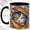 Black, variant on Colorful Cat Face Coffee Mug, Stained Glass Cat Mug, Ceramic 11 oz