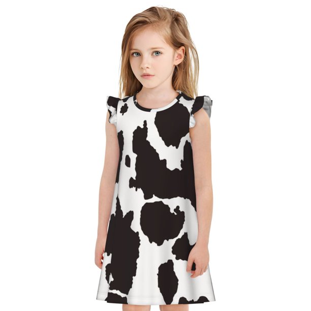 Balery Cow Skin 2 Camisón de princesa para niñas, pijama de algodón con mangas abullonadas, suave y bonito.-Large