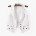thumbnail image 3 of APEXFWDT Women’s Plus Size Cropped Denim Vest V-Neck Button-Up Vest with Pocket Blazer-Style Crop Jacket，XXL,White, 3 of 4