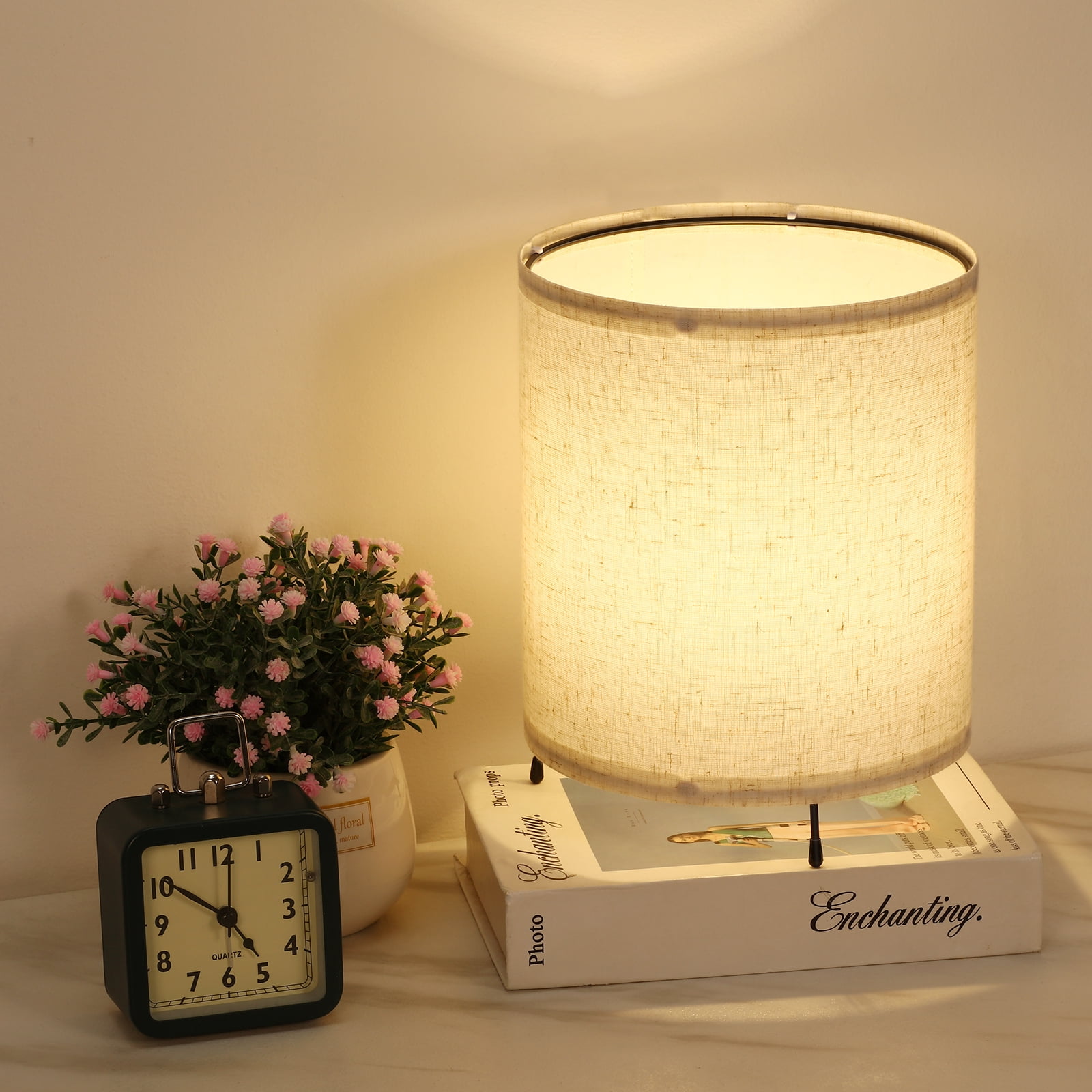 Kids Night Light Dimmable Nightstand Lamp Linen Plug-In (Set of 2)