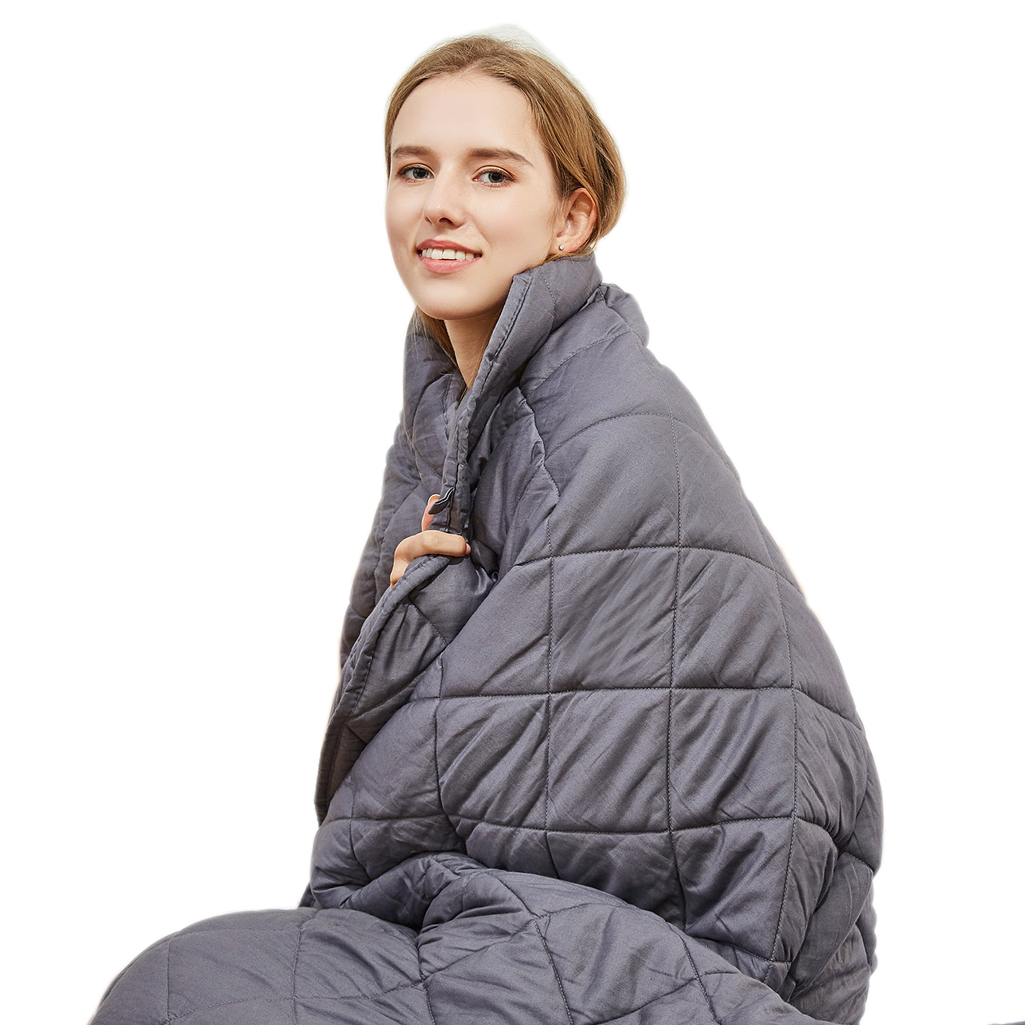 Weighted Blanket (48" x 72",15 lbs) Microfiber Heavy Blanket to Improve Sleep for People With Anxiety
