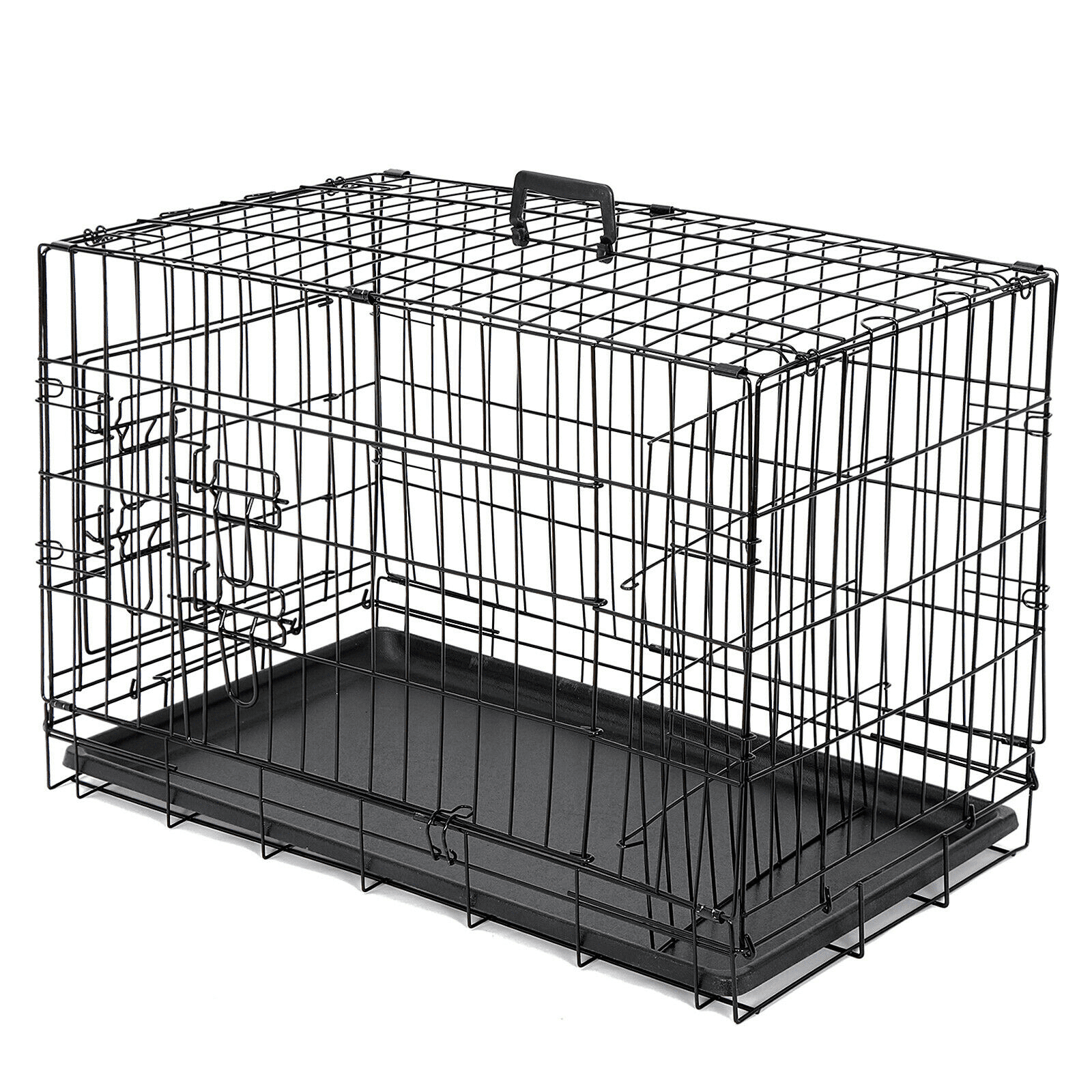 Favory Large Dog Crate Dog Kennel Cage with Double Door, Folding Metal Wire Dog Cage with Removable Tray&Divider Panel,Pet Crate for Large Dogs,Black