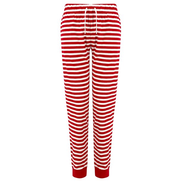 SF - Pantalones de Estar por Casa Diseño de Rayas para Mujer (Rojo, Blanco)