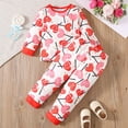 thumbnail image 3 of Pandaie Kids Girls Fall Outfits 1-8T Cartoon Print Long Sleeve Crewneck Sweatshirt Top + Sweatpant 2 Piece Loungewear Set Orange,1-2 Years, 3 of 4