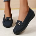 thumbnail image 2 of YLYL Women's Leather Buckle Loafers Dress Shoes Casual Flats Low Heel Slip on Driving Penny Loafers, 2 of 9