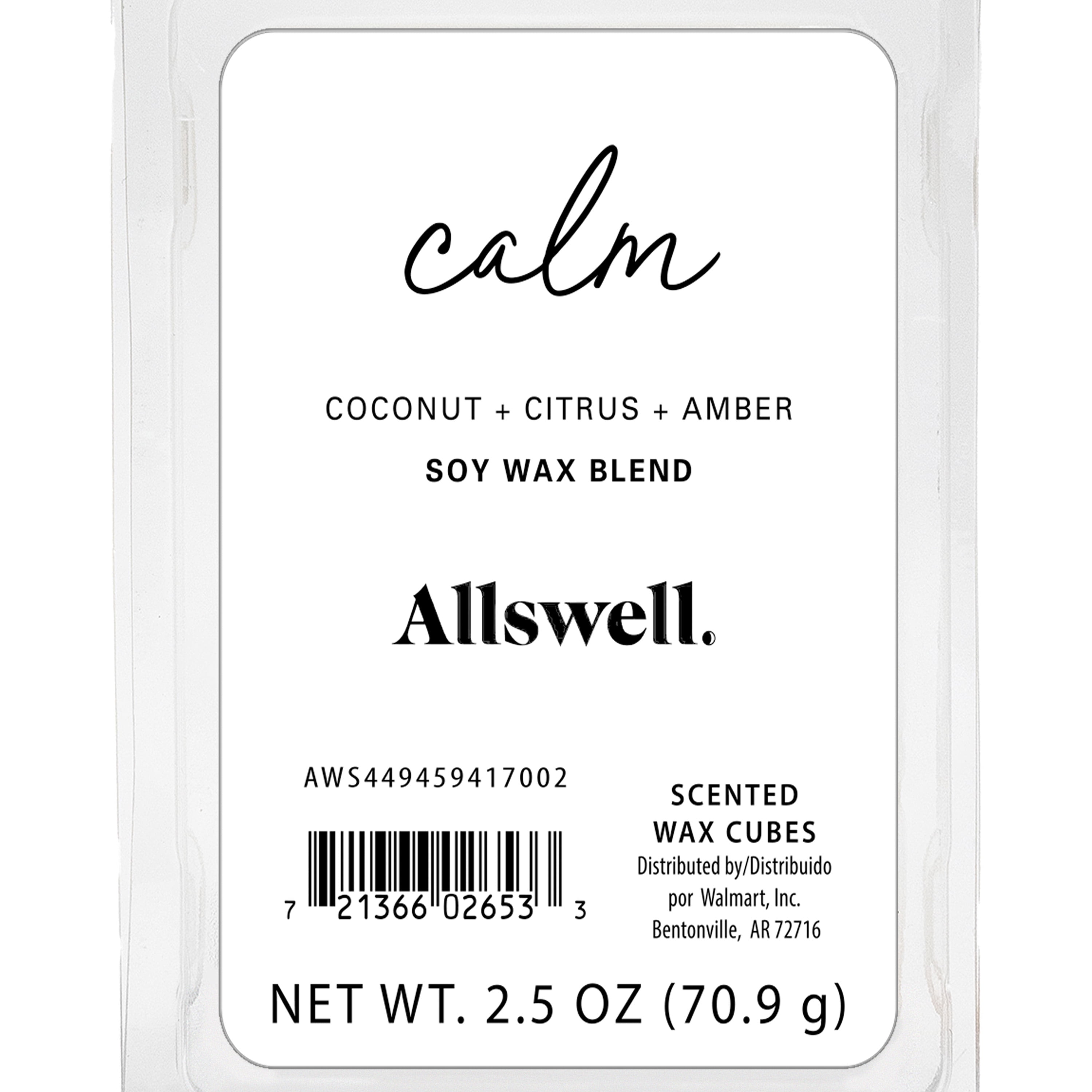 Allswell 6 Cube Wax Melts, Calm (Coconut + Citrus + Amber), 2.5 oz