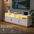 thumbnail image 2 of Ktaxon Mid-Century TV Stand with LED Light, 63" Wood Fluted Entertainment Center Storage Cabinet with 3 Doors & 2 Open Shelves, Media Console for Bedroom, Living Room, White, 2 of 8
