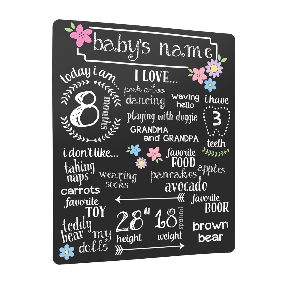 Kate & Milo Floral Baby Milestone Photo Sharing Chalkboard Walmart