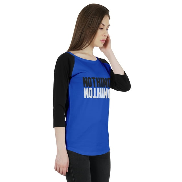 Inkmeso T-Shirt Raglan pour Femmes à Manches 3/4 Heureux Motivationnel Citation Nothing Haut en Jersey Graphique