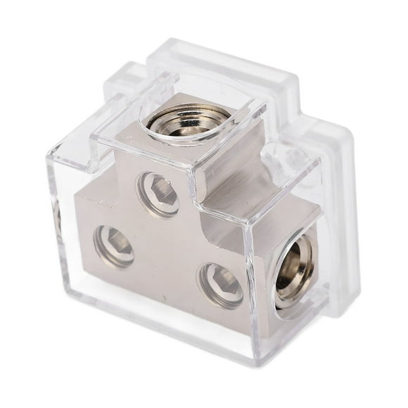 Power Distribution Block, 2 Way Zinc Alloy Power Distribution Block Distribution Connecting Block With Plastic Cover For Car Audio