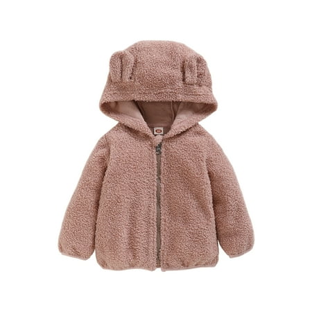 

18 Months Baby Girls Clothes 24 Months Girls Long Sleeve Hooded Coat Toddler Girls Lambs Wool Zipper Jacket Pink