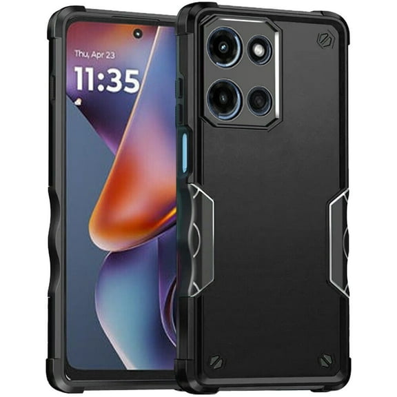 For Motorola Moto G 5G 2025 XT2513V Slim Shockproof Hybrid Cover Cellphone Case Tempered Glass - Exquisite Black