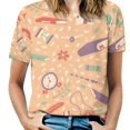 thumbnail image 1 of Read Books Pattern Women Short Sleeve Tops O-Neck Hollow Out Shoulder Strap Tees Streetwear Read More Books Read Reading Book, 1 of 5