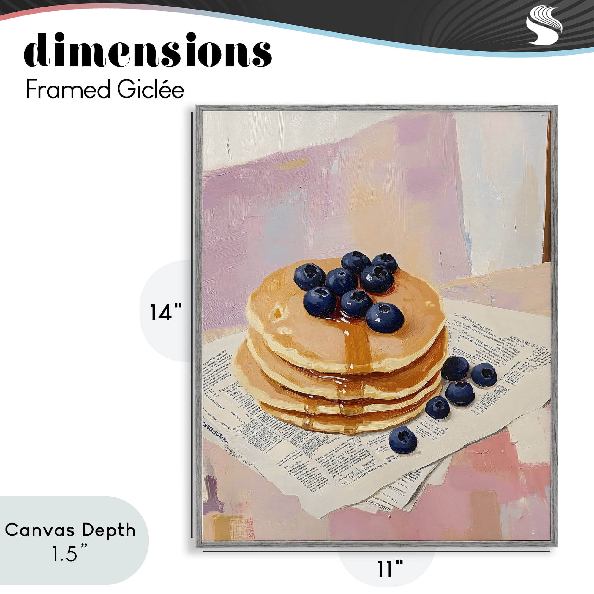 Stupell Industries Blueberry Pancakes with Syrup Gray Framed Giclee Art, design by The Prints Vibe