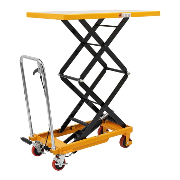 Hydraulic Lift Table Cart 770lbs 51" Lifting Height Double Scissor w/ 4 Wheels