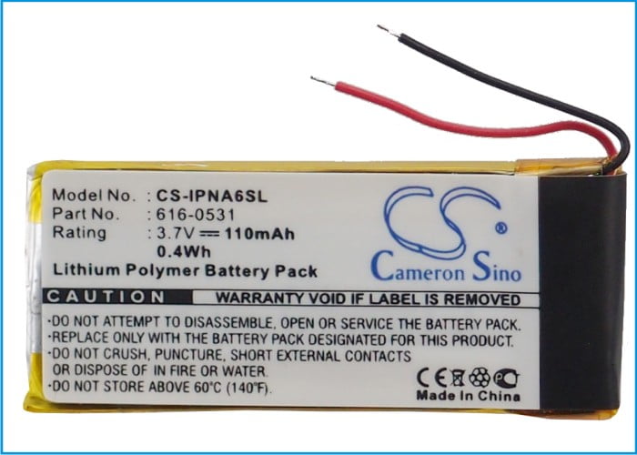 Replacement Battery for Apple iPod Nano 6th,ipod nano 6th generation,PN:616-0531,110mAh  - Walmart.com