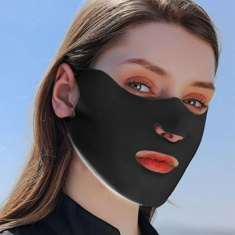 SPHET Women Multifunctional Ice Silk Sunscreen Mask Full Face Stretchy UV  Protection with Ear Loops for Outdoor Sport 