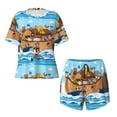 thumbnail image 4 of Picia Animals on Noah's Ark Floating Pajamas Sets for Women Soft Short-Sleeved Pjs with Lounge Shorts Two Piece Sleepwear-3X-Large, 4 of 9