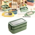 thumbnail image 2 of Modern Japanese Styles Meal Preps Box 2 Layer Insulated Compartments Sturdy Dishwasher Safe Carry Handle, 2 of 8