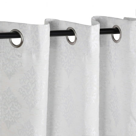 Superior Venetian Damask Jacquard Grommet Curtain Panel, Set of 2, 52" x 84", White