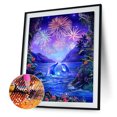 thumbnail image 1 of Cuadros Decorativos Kit de pintura de diamante redondo completo de delfín de fuegos artificiales DIY 5D ilustraciones (NY247) Tmvgtek embutido en tela, 1 of 6