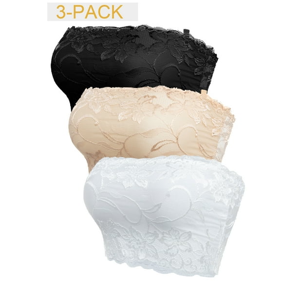 YouLoveIt - YouLoveIt Women's Bandeau Bra Lace Chest Wrap Floral Lace Tube Top Bra Bandeau