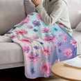thumbnail image 3 of Spring Floral Blanket Soft Cozy Warm Throw Blanket for Couch, Plush Fuzzy Flannel Fleece Blankets for Sofa, Purple Pink Blue Flower Botanical Ombre Bed Blankets Lightweight Gifts for Women, 40"x50", 3 of 9