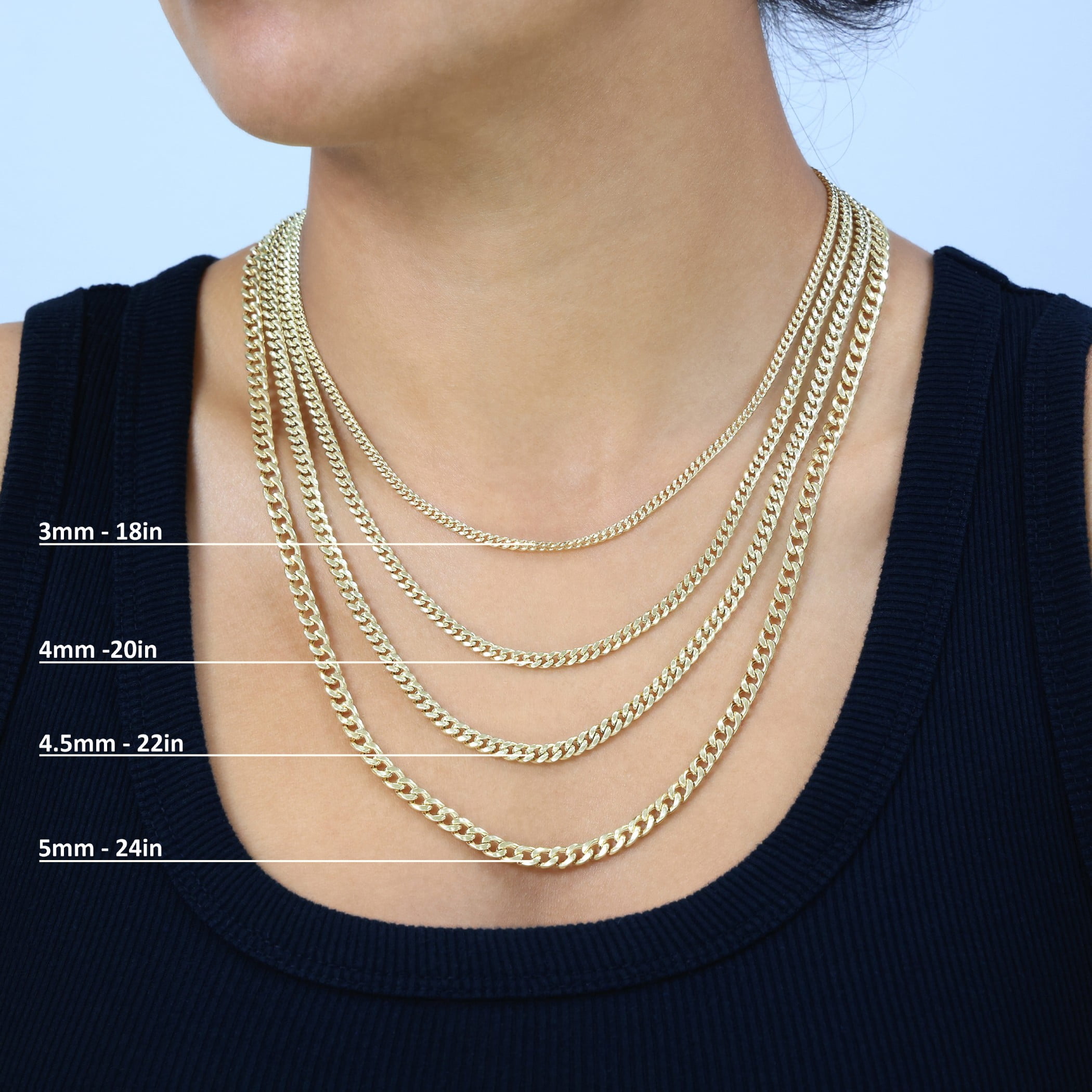 Nuragold 10K Real Yellow Gold Miami Cuban Link Chain Necklace 16"-30" (3mm-13mm) Italian Jewelry for Men & Women