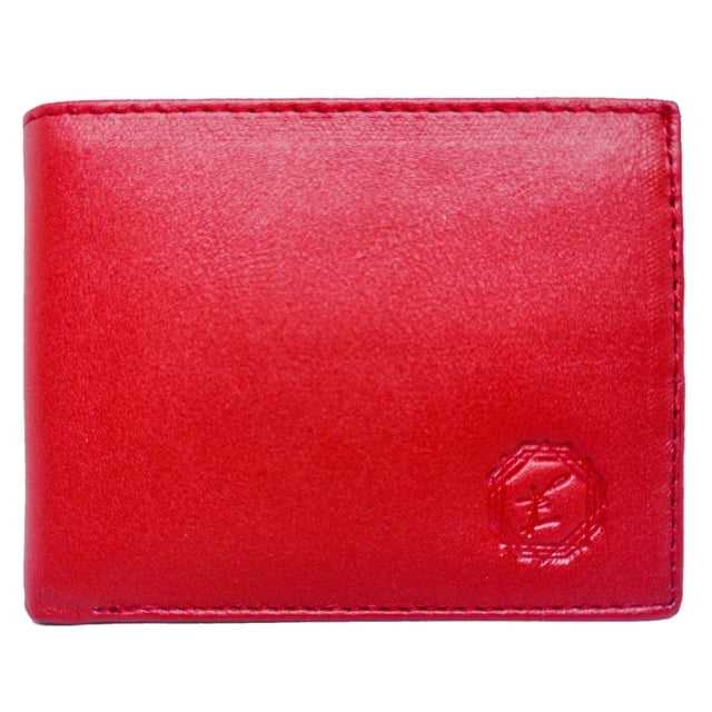 Cartera Para Hombre Doble Pliegue Color Rojo Maranello En Piel Vacuno M03