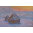 thumbnail image 2 of Claude Monet 18x13 Black Ornate Wood Framed Double Matted Museum Art Print Titled - Stacks of Wheat (Sunset, Snow Effect) (1890-91), 2 of 5