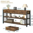 thumbnail image 2 of HSH Entryway Table with 3 Drawers, 55” Rustic Sofa Table with Storage Shelves, 3 Tier Console Table Behind Couch for Living Room, Farmhouse Wood Metal Entry Hallway Table for Entrance, Brown, 55 inch, 2 of 9