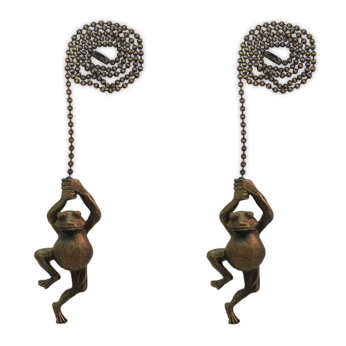 Antique Brass Swinging Frog Ceiling Fan Pull Chain Set
