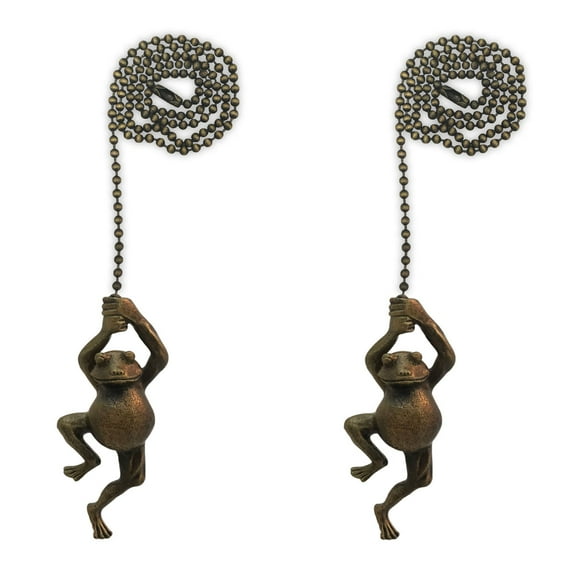 Royal Designs Swinging Frog Fan Pull Chain, Antique Brass- Set of 2