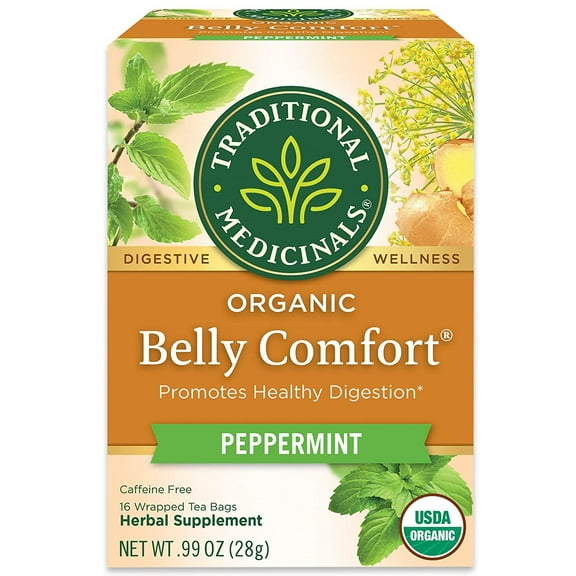 Traditional Medicinals Organic Belly Comfort Peppermint Herbal Tea Promotes Healthy Digestion, (Pack Of 1) - 16 Tea Bags