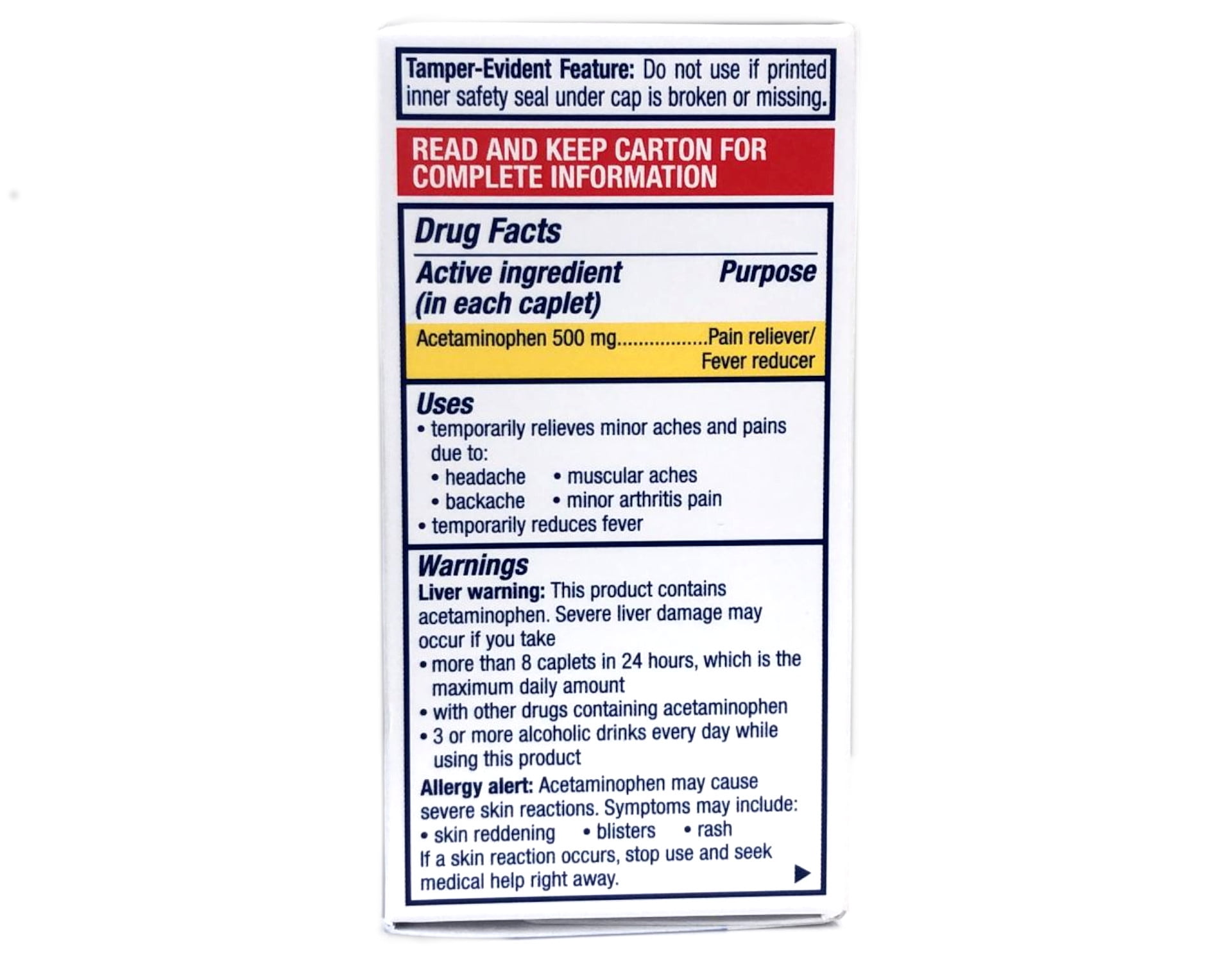 Panadol Extra Strength 500mg Acetaminophen Pain Reliever & Fever Reducer, 50 Caplets - Pack of 4