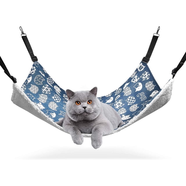 Hamaca para gatos con correas ajustables y gancho de metal, cama estable de doble cara para gatos, mascotas y otros animales pequeños