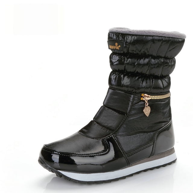 Botas de nieve para mujer, suela plana, tubo, antisalpicaduras, acolchadas, con cremallera, zapatos de algodón