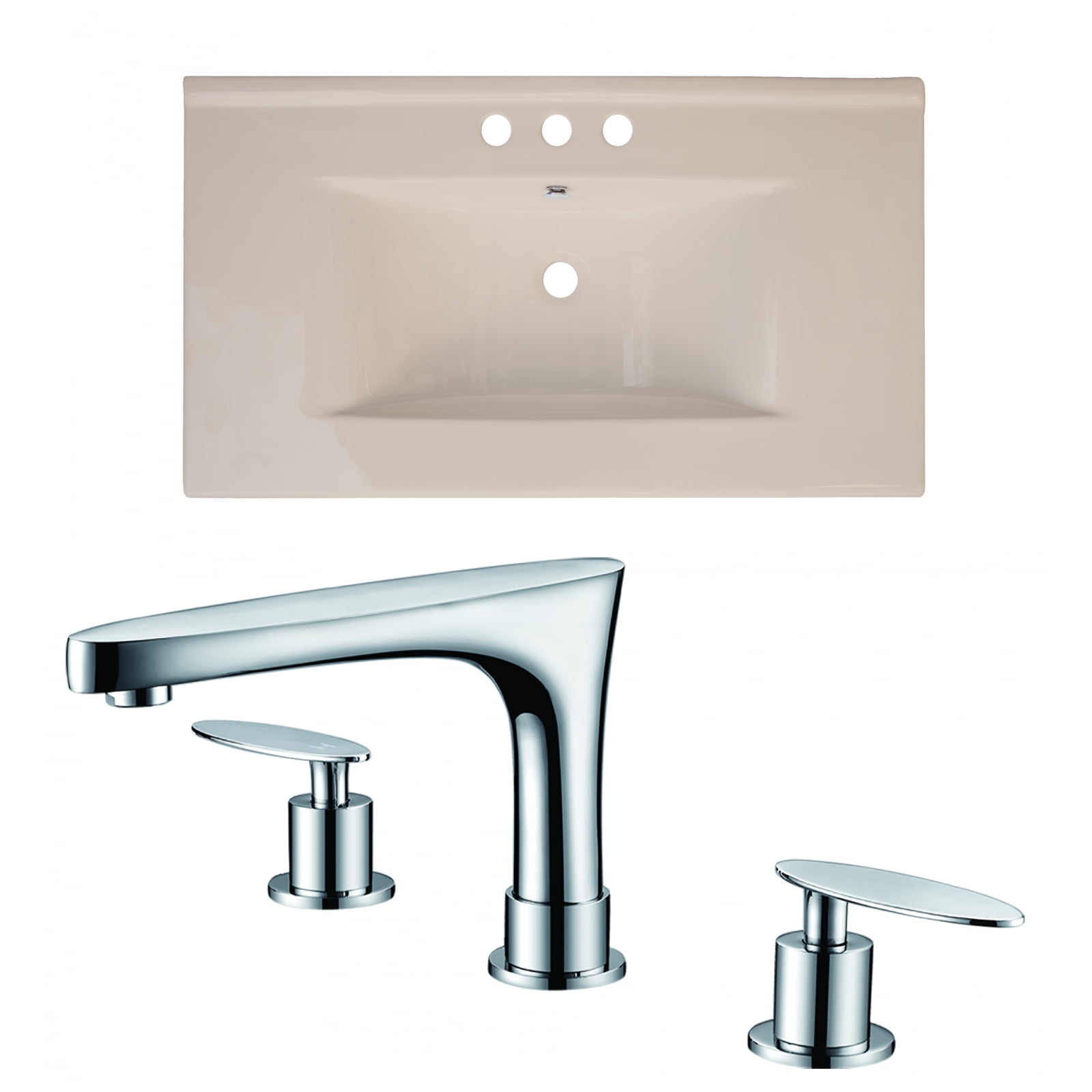 35.5in. W 3H8in. Ceramic Top Set In Biscuit Color CUPC Faucet Incl