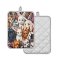 thumbnail image 2 of BZSMCE Pot Holder Oven Mitts Cooking Baking Feline and Canine Friends Creative Pattern Size:7x9.8in, 2 of 7