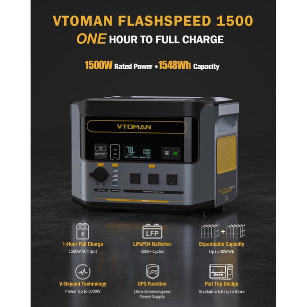 Vtoman FlashSpeed 1500 Portable Power Station 1548Wh,Recharge 0