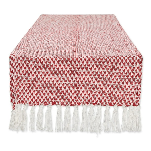 DII Textured Cotton Table Runner, Tango Red, 15"W x 72"L