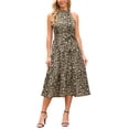 thumbnail image 2 of INSPIRE CHIC Women's Summer Leopard Print Maxi Dress Halter Neck Tiered A-Line Flowy Cocktail Dresses S Apricot, 2 of 5