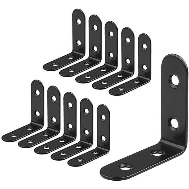 Soporte de fijación Soporte en forma de L de ángulo recto negro Soportes de metal para muebles de madera Soporte de armario 10 piezas 50 * 50 * 19 mm
