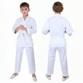 thumbnail image 2 of CAIVO Boys Karate Complete Arts Gi Uniform For Kids Taekwondo Training O-Neck Outfits Sets With Belt And Pants Arts Training Clothes Long Sleeve Cute Clothes Sets, 2 of 5